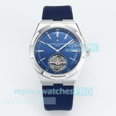 BBS Swiss Replica Vacheron Constantin Overseas Tourbillon Blue Dial Rubber Strap Watch 